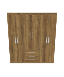 Stylish Wooden Wardrobe 3D Model - Furniture 3D Model